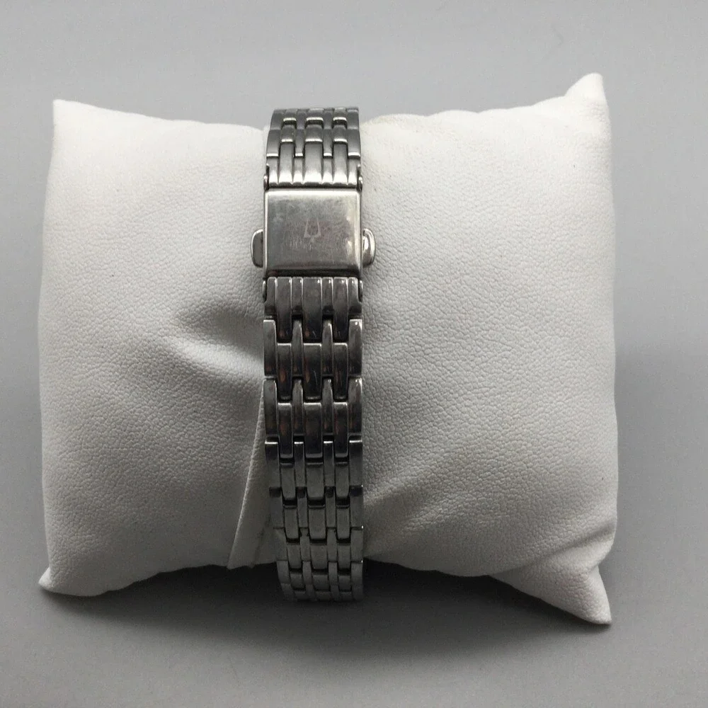 Bulova Womens Watch 27mm Black Dial Stainless Steel B96P148 New Battery 7.5